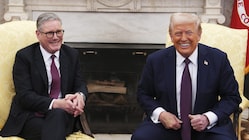 President Donald Trump with British Prime Minister Keir Starmer, left, at the White House, Thursday, Feb. 27, 2025, in Washington. (AP/PTI)